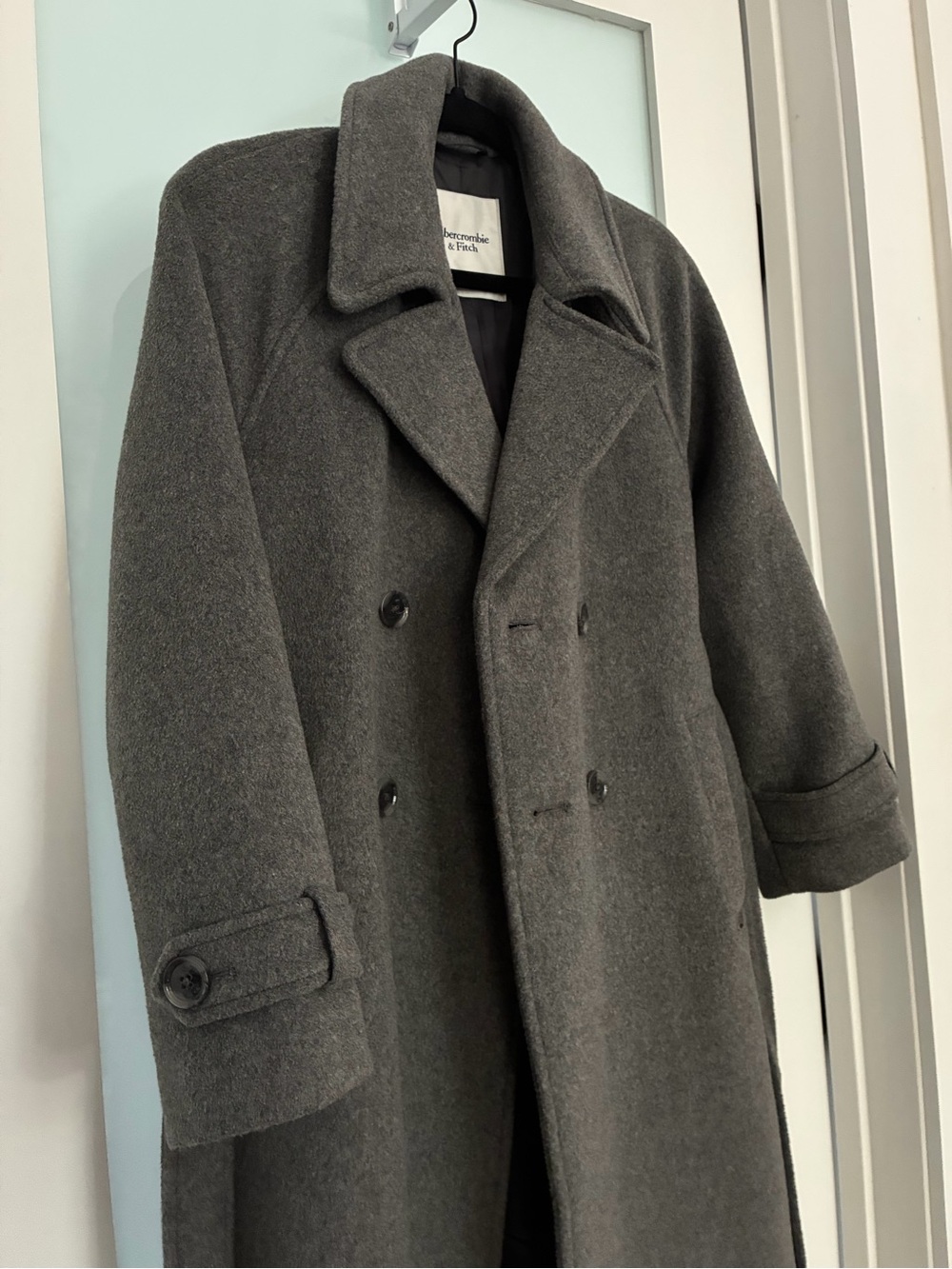 Abercrombie & Fitch Women's Wool-Blend Trench Coat in Charcoal Gray *Like New*